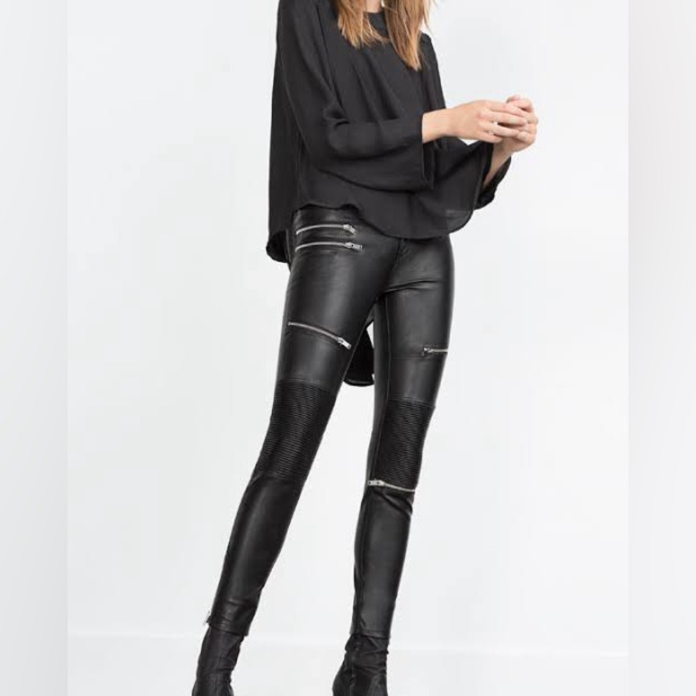 Zara faux leather biker trousers size Small